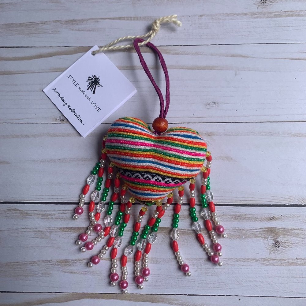 Noonday Collection Beaded Chandelier Heart Ornament, Vintage!